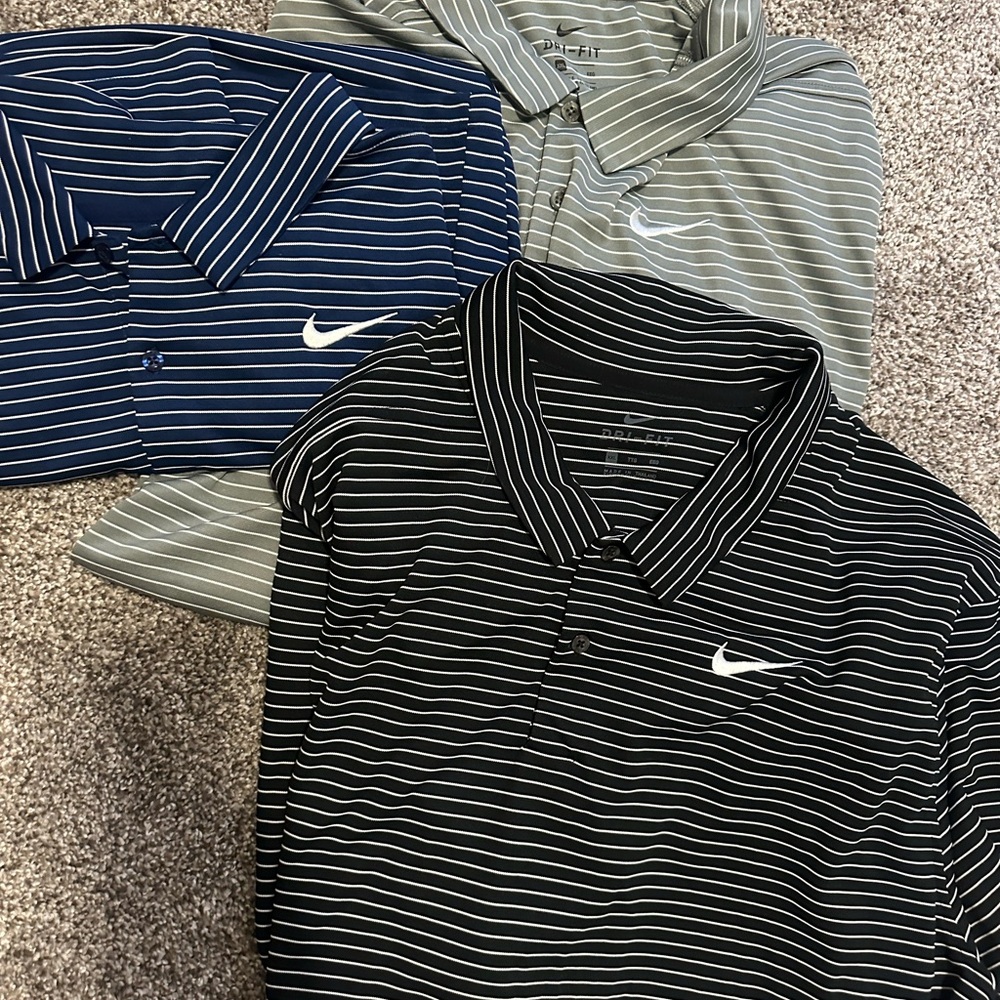 Nike Dri-FIT Gray Striped Polo Shirt